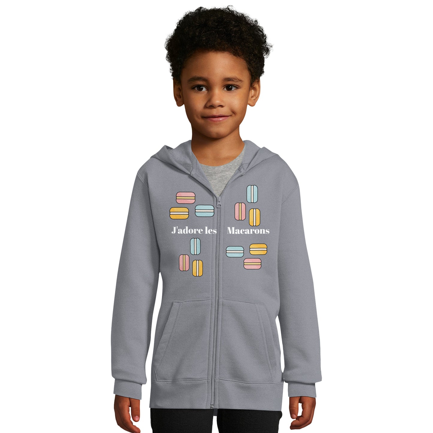 J'adore les Macarons Full Zip Kids Hoodie with Pockets