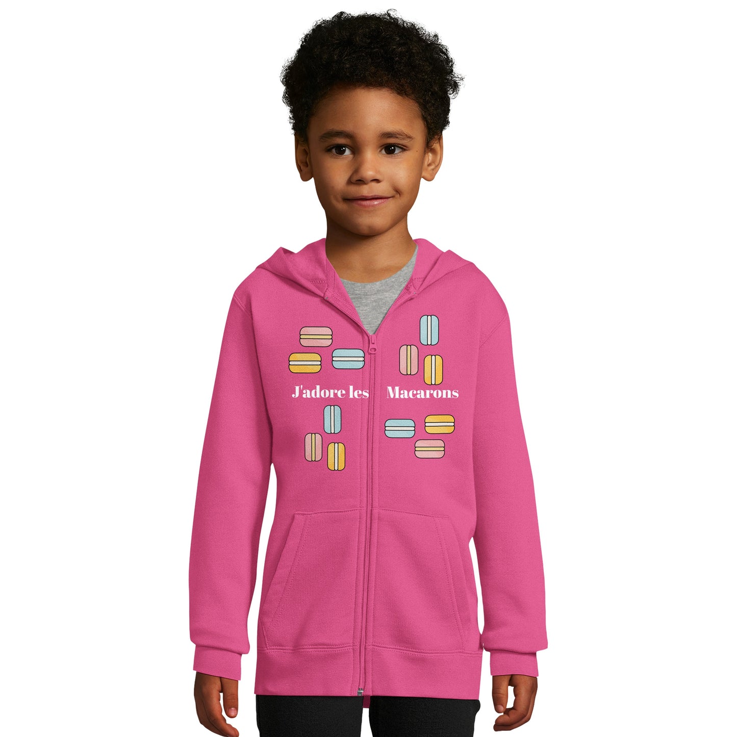 J'adore les Macarons Full Zip Kids Hoodie with Pockets