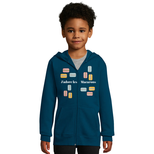 J'adore les Macarons Full Zip Kids Hoodie with Pockets