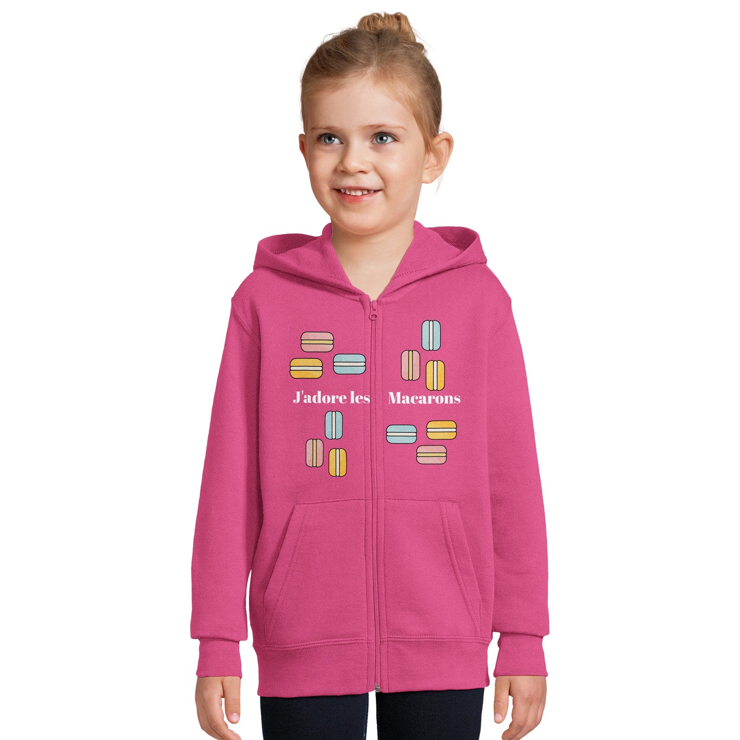 J'adore les Macarons Full Zip Kids Hoodie with Pockets