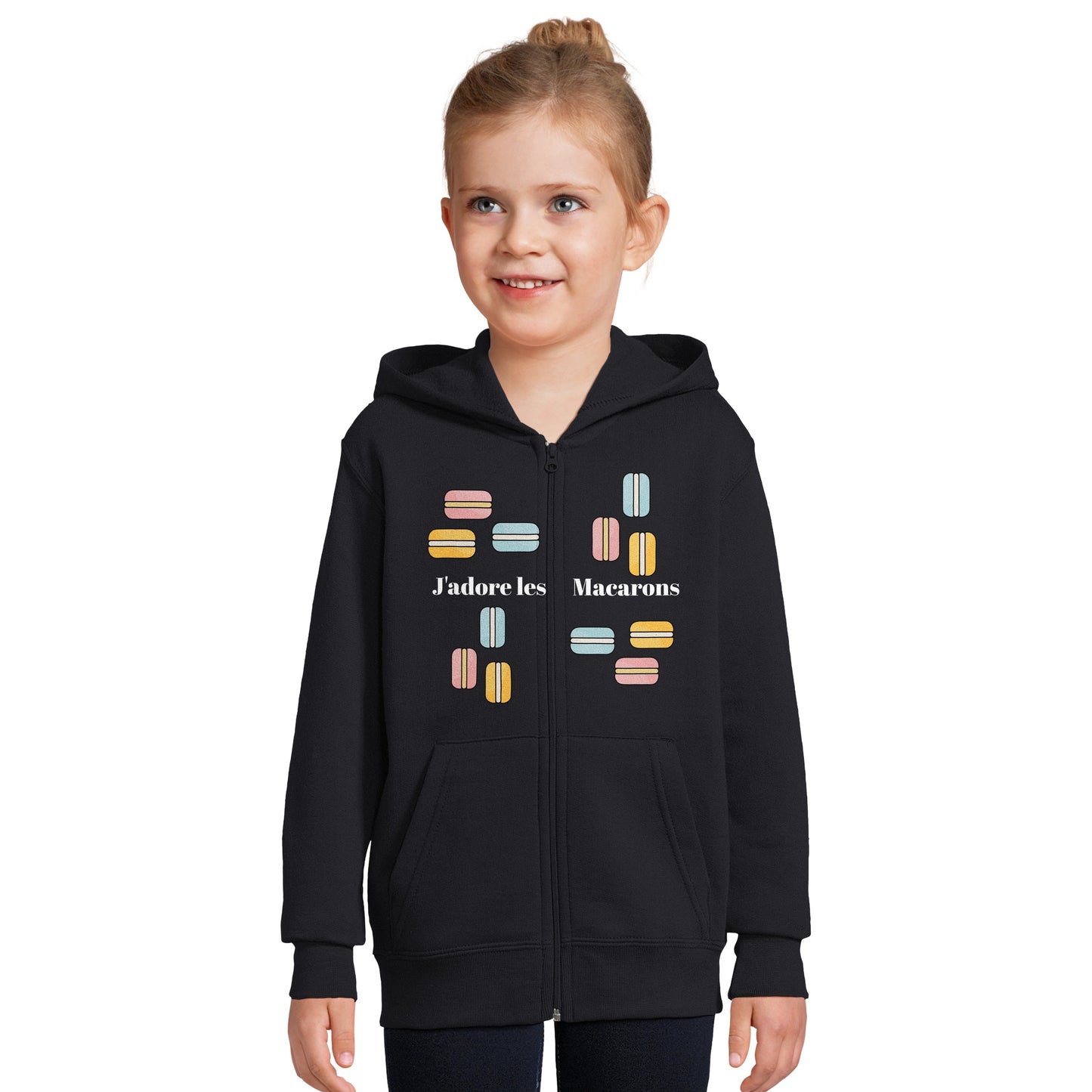 J'adore les Macarons Full Zip Kids Hoodie with Pockets