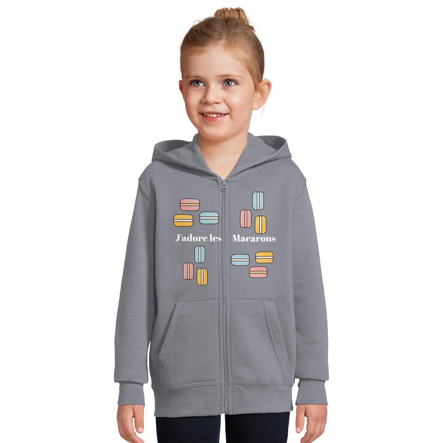 J'adore les Macarons Full Zip Kids Hoodie with Pockets